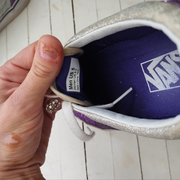 Woman's purple & silver sparkly Vans size 6.5 - Picture 3 of 3